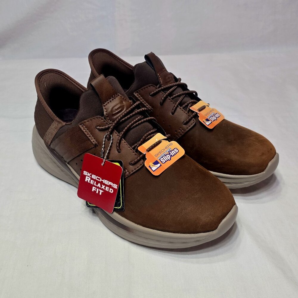 Share Skechers Hands Free Slip-ins Relaxed Fit Brown Men Size 7.5 NWOB